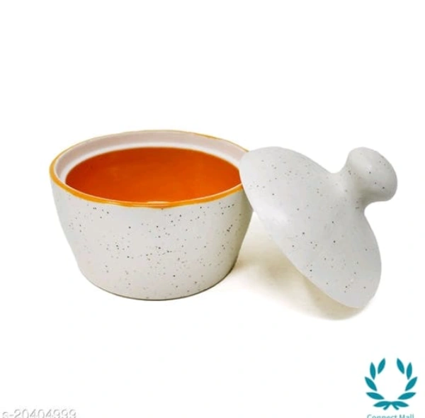 Handcrafted White Orange Marble Ceramic Butter Pot with Lid  - Butter Pot